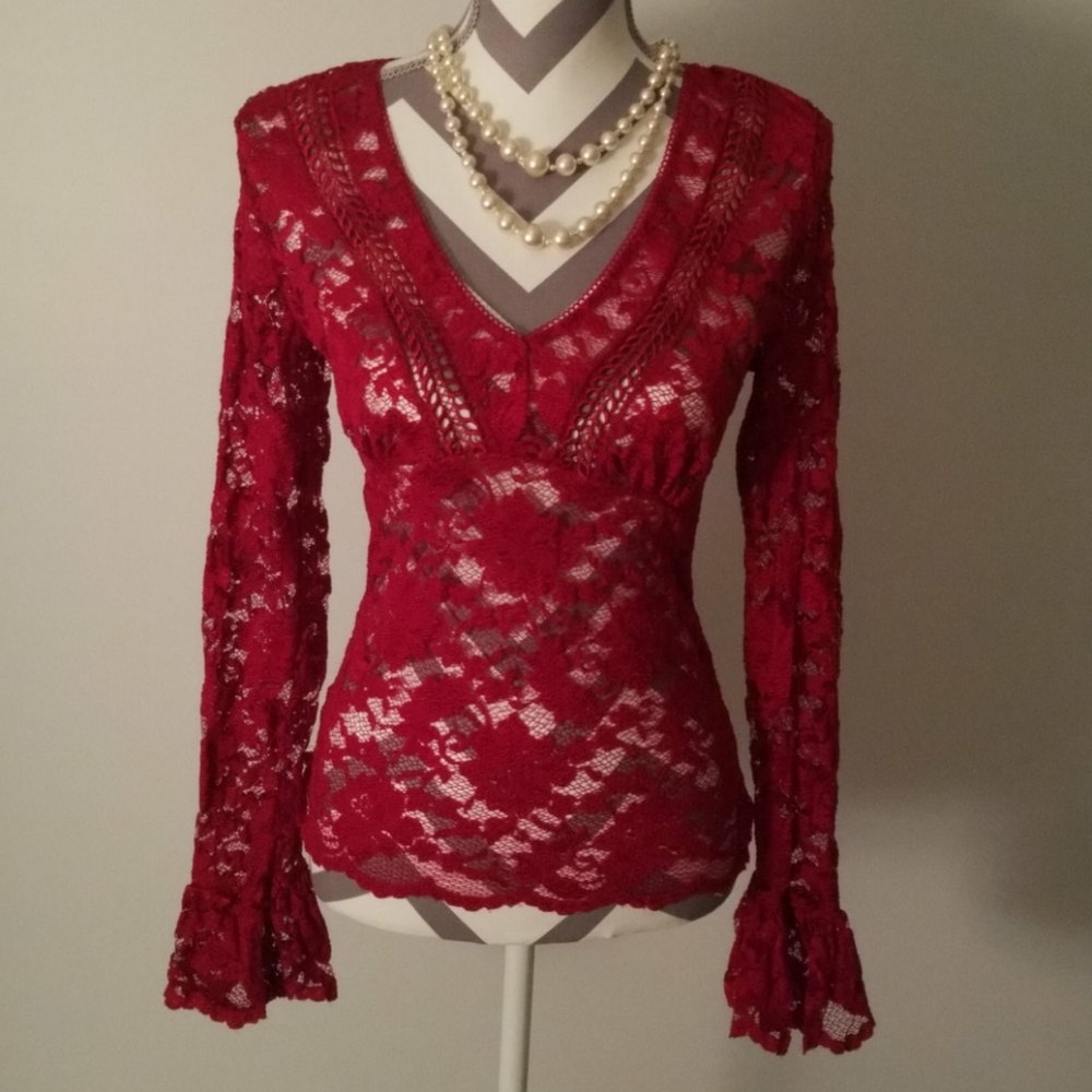 Maroon lace top with beautiful embroidery